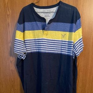 Mens Short Sleeve Top Button T-Shirt